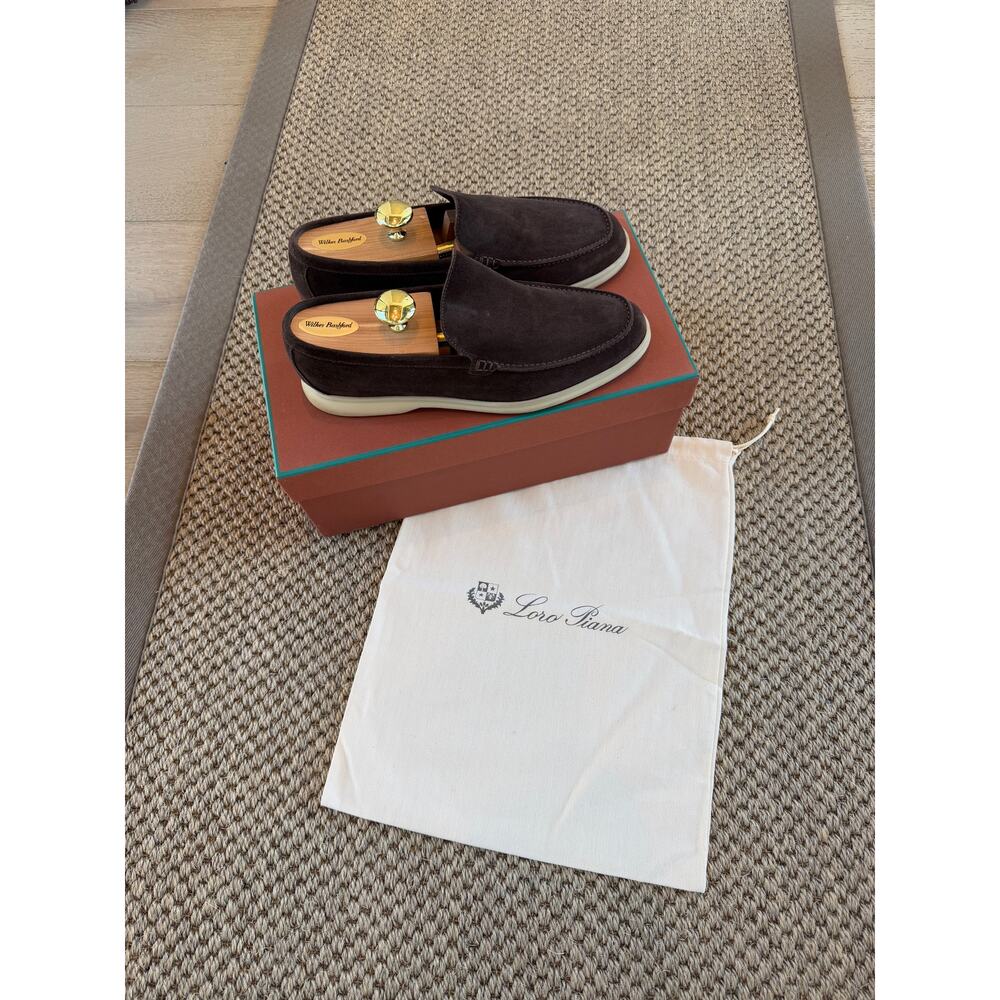 LOWEST $ ONLINE Men’s Loro Piana Brown Suede Summer walk Loafers Size 41 - Picture 1 of 13
